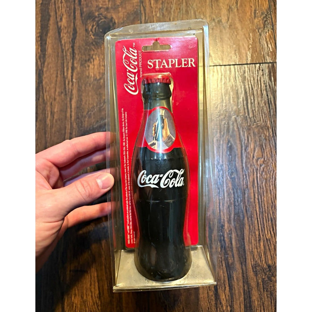 Vintage Coca-Cola Bottle Shaped Standard Stapler in Original Blister Packaging